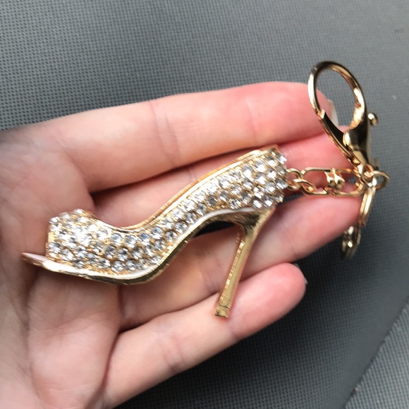 New! Gold High Heel Rhinestone Keychain - Picture 5 of 7